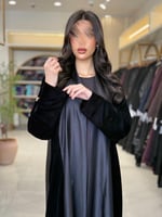 عباية كينا بقماش تفته تدخيلات مخمل اسود