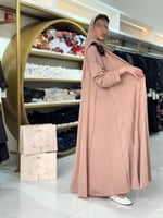 عباية سدن بقماش لنن هندي مقلم نود