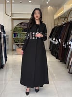 بليزر | عباية ساندي بقماش كريب الاناقة تدخيلات تطر...