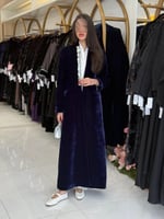 بليزر اسماء بقماش مخمل مبطن مزين بصدف كحلي