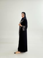 عباية ابريكا بقماش مخمل كوري دبل فيس كحلي