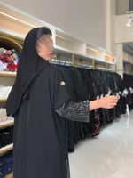 عباية منى بقماش انترنت مع تل مطرز فضي