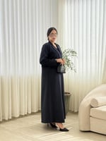 بليزر | عباية الاء بقماش كريب الاناقة مبطن كحلي