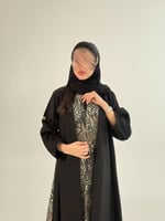 عباية هيلاء بقماش شامواه تدخيلات رسم تركي