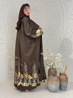 عباية صبا بقماش لنن بارد تطريز ترتر عودي