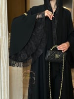 عباية رونق بقماش انترنت مع دانتيل