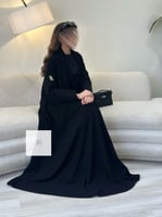 عباية ريحانة l دبل كلوش بقماش ملكي - اسود