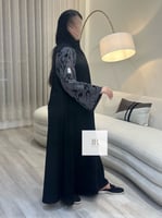 عباية اريام l بقماش شامواه فلوكي بالاكمام - رمادي