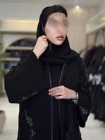 عباية تورد بقماش شيفون مبطن بتطريز موف