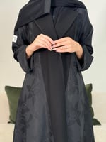 عباية هيون ا كريب كتان - اسود
