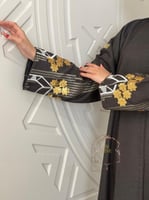 عباية صبا بقماش لنن بارد تطريز ترتر بني