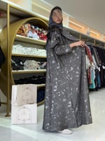 عباية غروب بقماش كريب اليخت رمادي