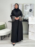 عباية كامله | كريب الاناقة تدخيلات مقلم ترابي