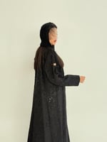 عباية حنين بقماش اورجنزا فلوك مخرم اسود