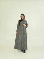 عباية حنين بقماش اورجنزا فلوك مخرم رمادي