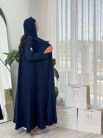 عباية ديانا | حرير مغسول دبل كلوش - كحلي