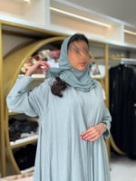 عباية سدن بقماش لنن هندي مقلم سماوي