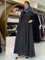 عباية نايه بقماش تنكل برنت دبل كلوش رمادي