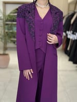 عباية إيليف بقماش كربب باربي تركي موف ( طقم ثلاث ق...