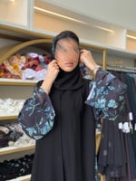 عباية سالي بقماش كريب ملكي تدخيلات شيفون مكسر 4