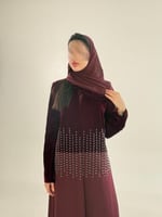 بليزر | عباية لولوه بقماش مخمل كوري بشك عنابي