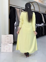 عباية بقصة بليزر بقماش كريب رموش اصفر