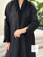 جديد الصيف | عباية بقماش لنن مطرز - اسود