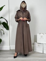 عباية اميمه ا بقماش كتان واقف لحمي