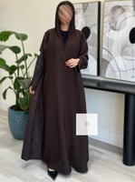 عباية بقماش كريب ابو صقر تدخيلات الجاكار المخملي -...