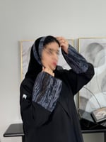 عباية زاد ا حرير مغسول كسرات لنن سماوي