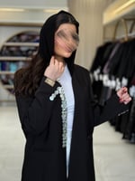 بليزر | عباية اسماء بقماش كريب باربي مزين بصدف اسو...