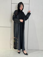 عباية ملاك كريب الاناقة وجاكار - اسود