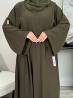 عباية عهد | قماش رموش زيتي