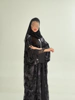 عباية دره بقماش شيفون مخمل مبطن بكريب ملكي موف