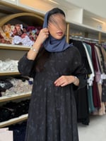 عباية نايه بقماش تنكل برنت دبل كلوش رمادي