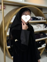 elegant collection - عباية لينا بقماش مخمل وكريب س...