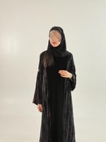 عباية زينب بقماش مخمل كوري تدخيلات شيفون بني