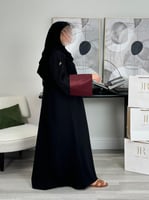 عباية جيان | اسود تدخيلات مقلم وعنابي