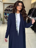 بليزر | عباية اسماء بقماش كريب باربي مزين بصدف كحل...