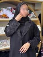 عباية روز بليزر بقماش كريب الاناقة تدخيلات تطريز ب...