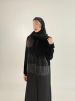 بليزر | عباية لولوه بقماش مخمل كوري بشك اسود