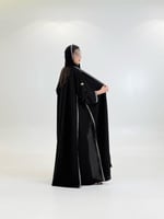 عباية امثال بقماش انترنت بتطريز زج زاج ابيض