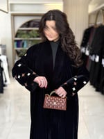 عباية تومي بقماش مخمل كوري حياكة بالكم اسود