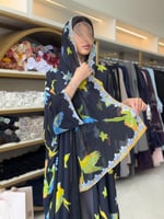 عباية الهبه بقماش شيفون برسم عصافير