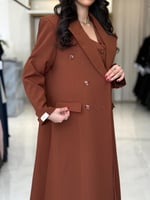 بليزر | عباية اسرار بقماش كريب باربي تركي بني( طقم...