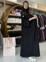 عباية علياء بقماش كريب ملكي تطريز ناعم بالكم 1