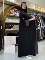 عباية سماة بقماش كريب ملكي مبطن بشيفون منقط ساده (...