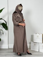 عباية اميمه ا بقماش كتان واقف لحمي