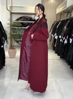 عباية إيليف بقماش كربب باربي تركي عنابي ( طقم ثلاث...