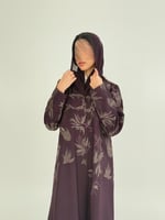 عباية جوده بقماش كريب باربي مطرز بنفسجي